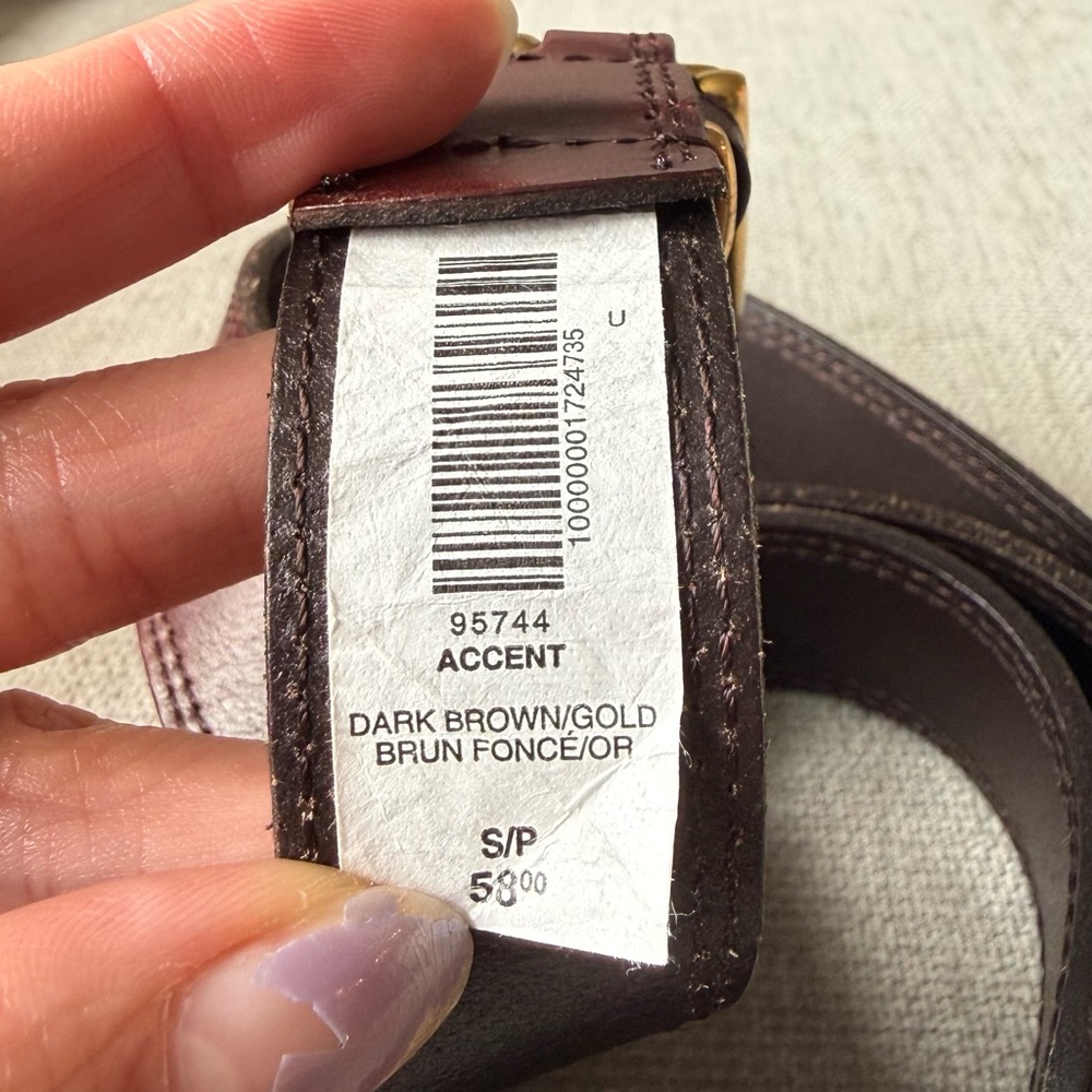 Aritzia Accent Red Brown Leather Belt with Gold Buckle sz SMALL - Picture 4 of 4